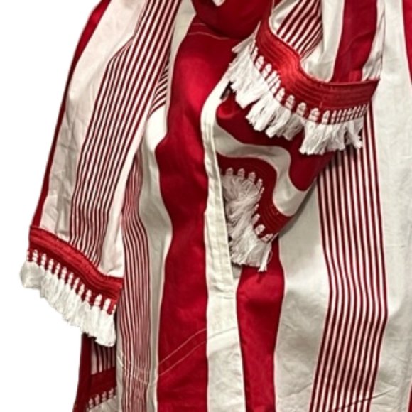 J. CREW Red And White Shirt Dress Tassel Hemline - Picture 10 of 16
